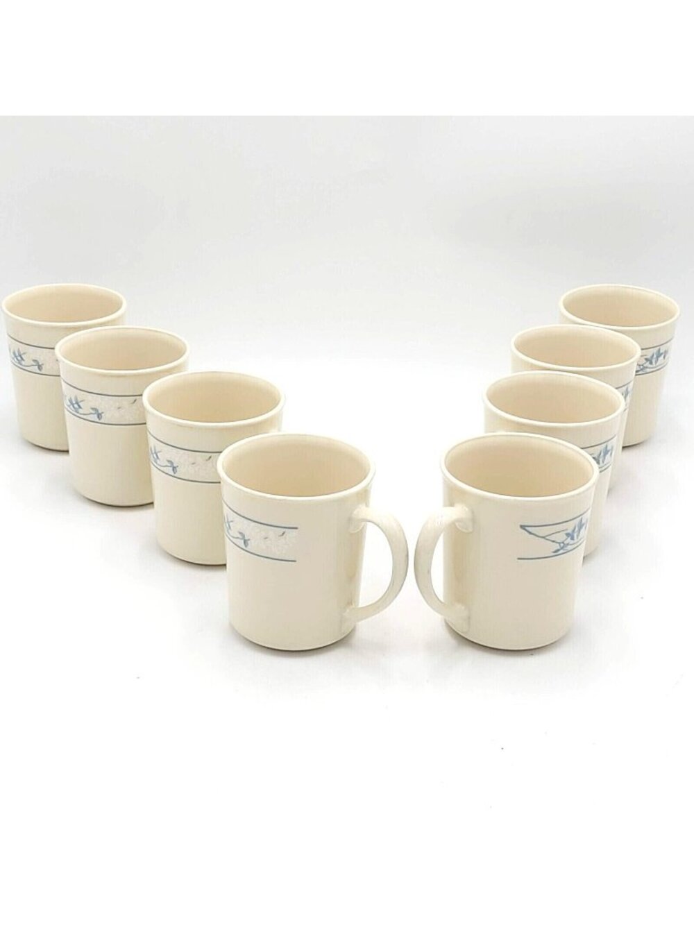 Corelle Country Cornflower Mugs Set of 8 - Discontinued Blue Floral Ceramic Mugs